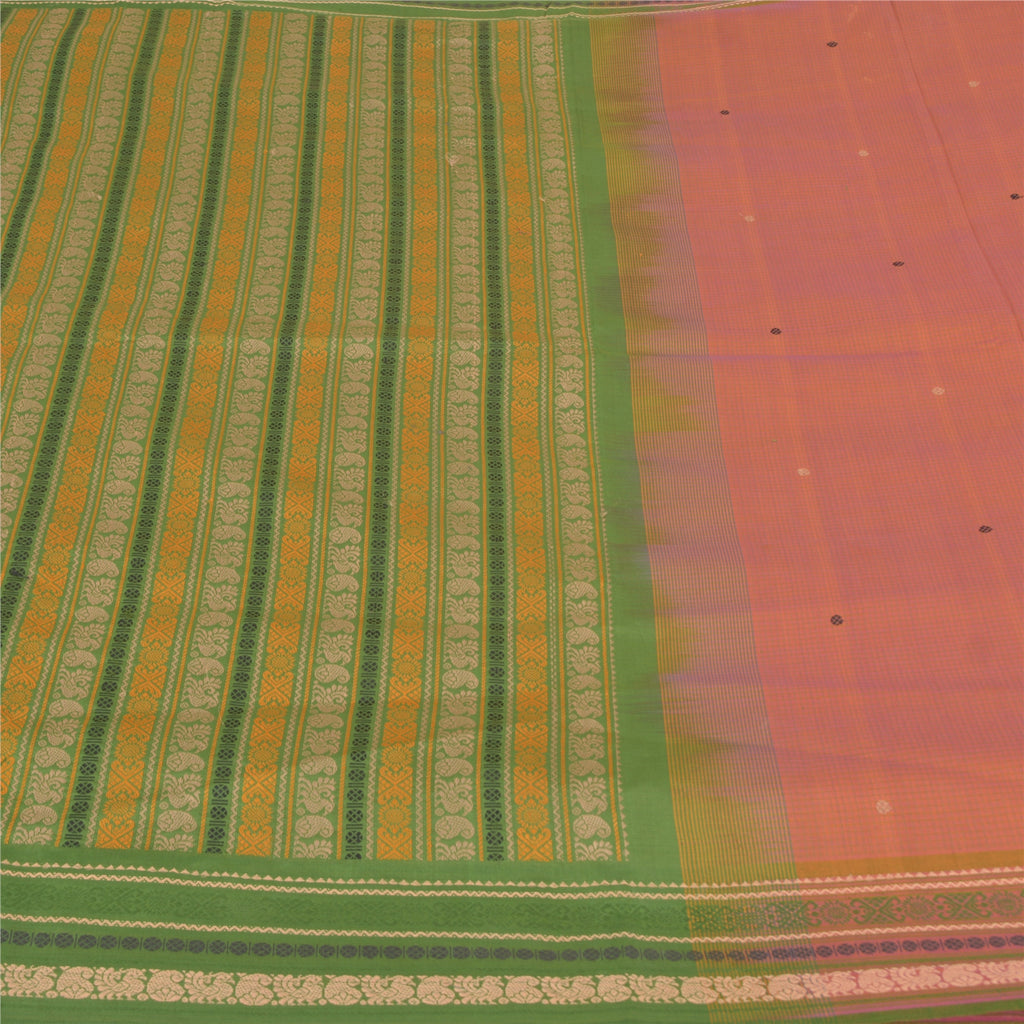 Санскрити Винтаж Зеленые Сари Смесовый Шелк Ручной Работы Павлин Премиум Сари Экологичная Ткань