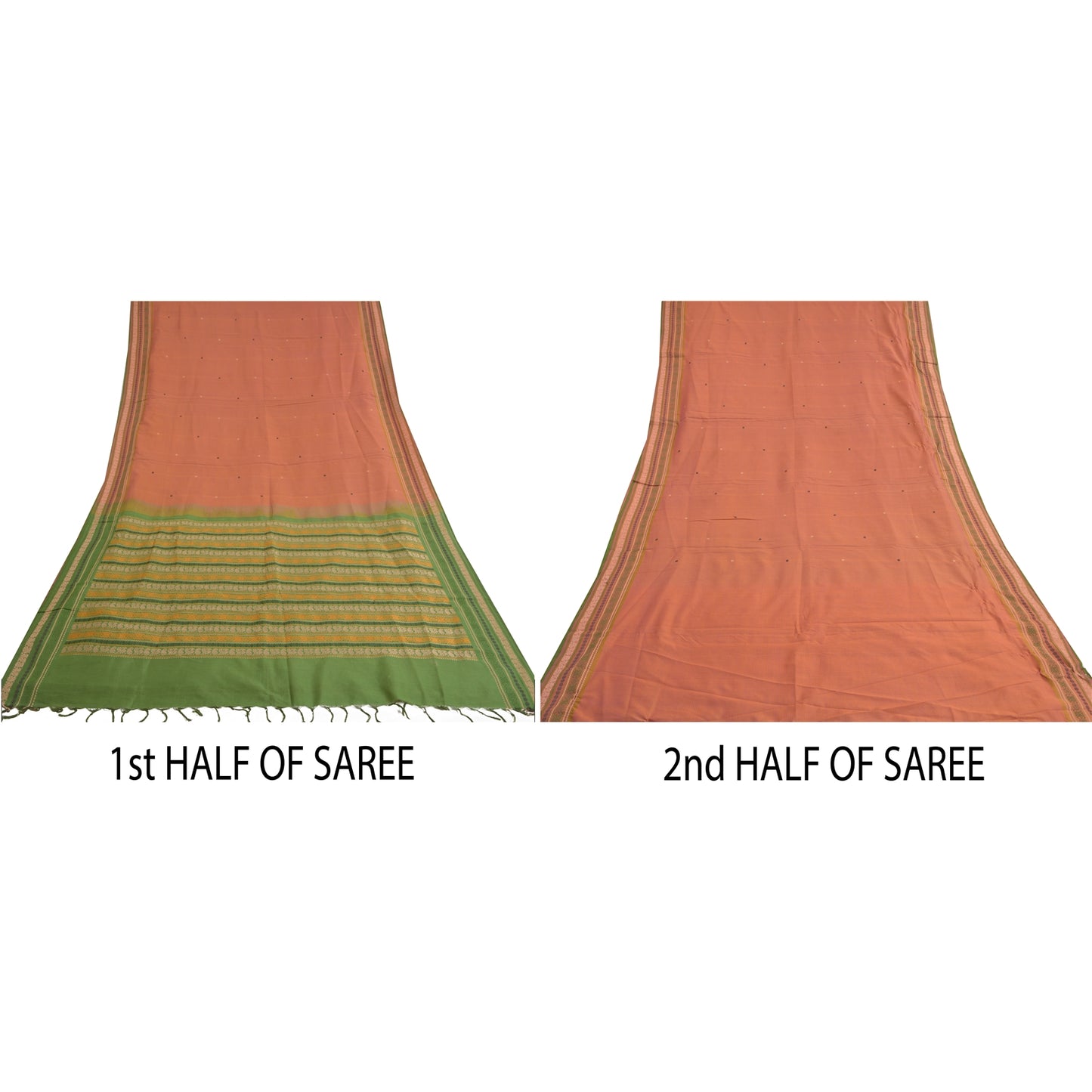 Санскрити Винтаж Зеленые Сари Смесовый Шелк Ручной Работы Павлин Премиум Сари Экологичная Ткань