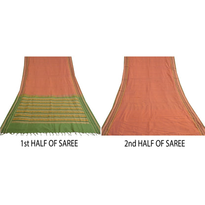 Санскрити Винтаж Зеленые Сари Смесовый Шелк Ручной Работы Павлин Премиум Сари Экологичная Ткань