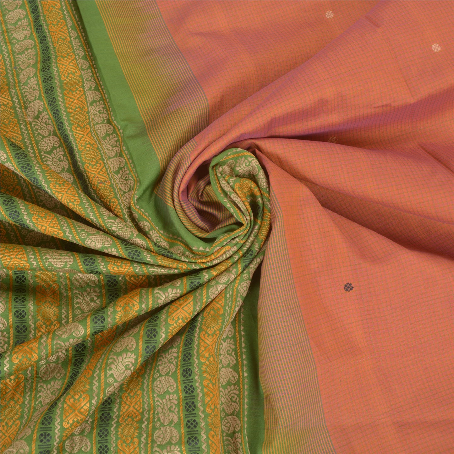 Санскрити Винтаж Зеленые Сари Смесовый Шелк Ручной Работы Павлин Премиум Сари Экологичная Ткань