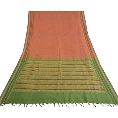 Санскрити Винтаж Зеленые Сари Смесовый Шелк Ручной Работы Павлин Премиум Сари Экологичная Ткань