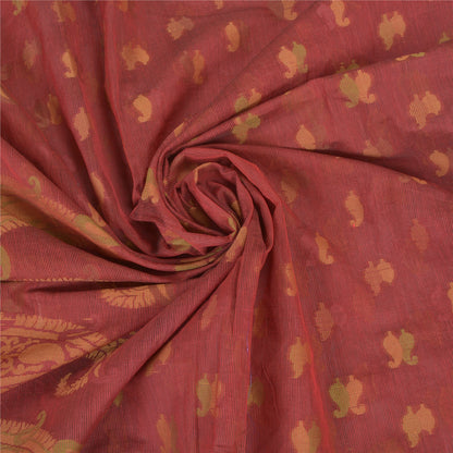 Sanskriti Vintage Dark Red Sarees Blend Cotton Hand-Woven Premium Sari Sustainable Fabric