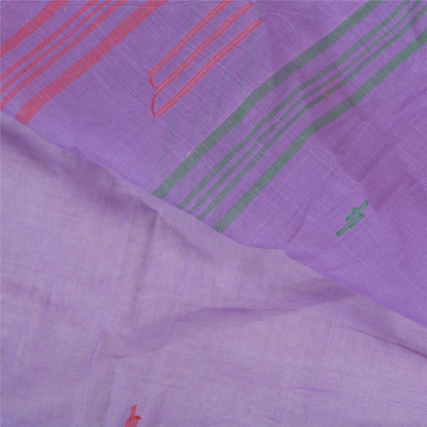 Sanskriti Vintage Purple Sarees Pure Cotton Hand-Woven Tant Sari Zari Sustainable Fabric