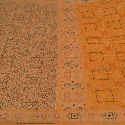 Sanskriti Vintage Saffron Sarees 100% Pure Silk Woven Premium Sari Craft Sustainable Fabric