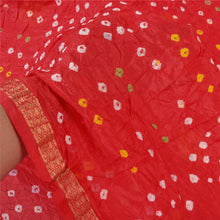 Load image into Gallery viewer, Sanskriti Vintage Red Indian Sarees Art Silk Bandhani Woven Sari 5 Yard Fabric
