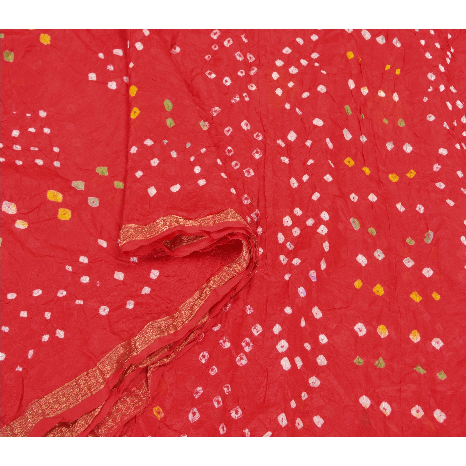 Sanskriti vintage rød indisk sarees kunst silke bandhani vævet sari 5 yard bæredygtigt stof
