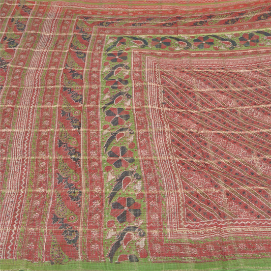 Sanskriti Vintage Red Sarees Pure Cotton Animal Printed Woven Kota Sari Sustainable Fabric