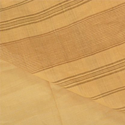 Sanskriti Vintage Fawn Sarees 100% Pure Cotton Woven Peacock Premium Sari Sustainable Fabric