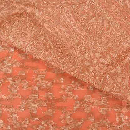 Sanskriti Vintage Peach Sarees 100% Pure Silk Hand-Woven Premium Sari Sustainable Fabric