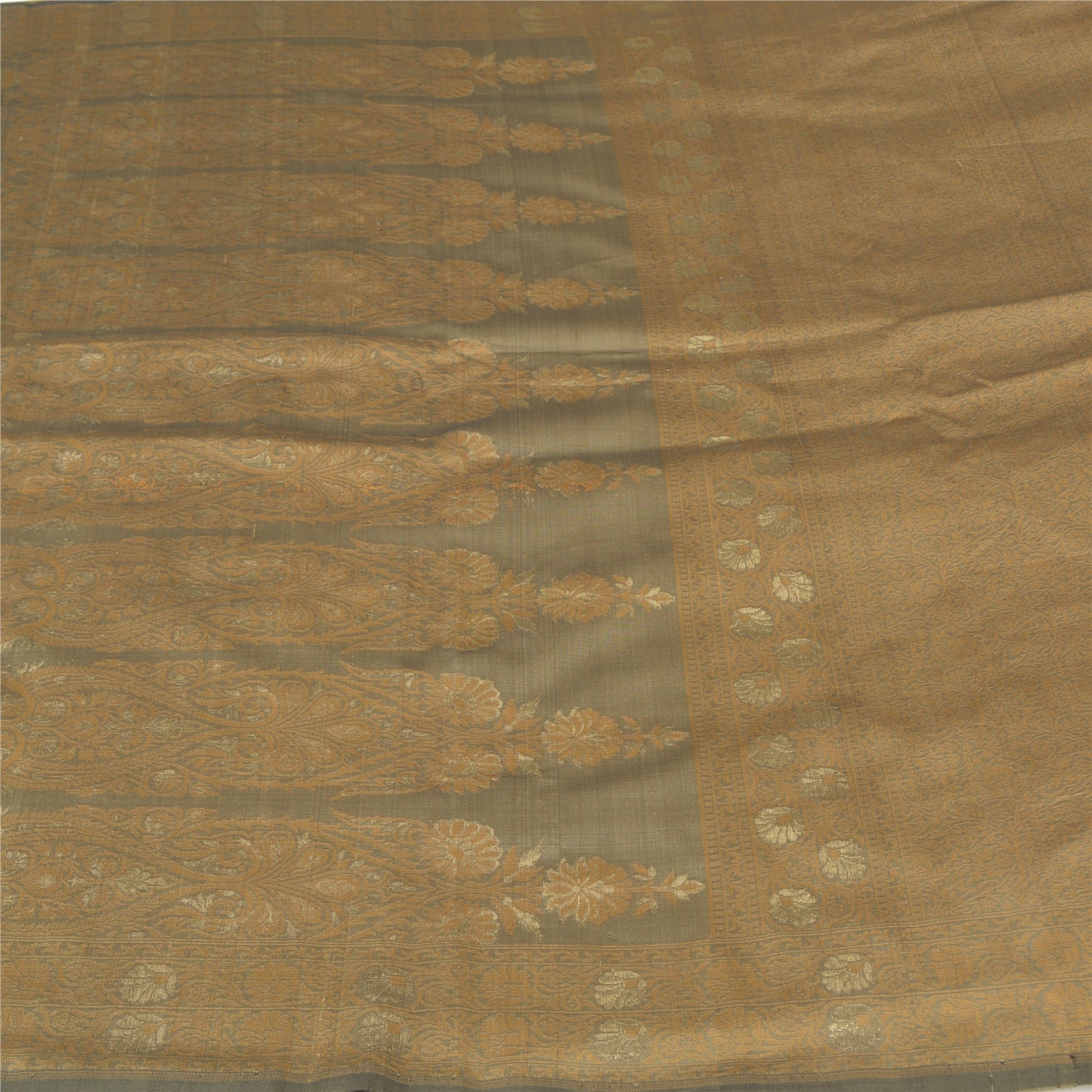 Sanskriti Vintage Brown Indian Sarees Blend Silk Woven Premium Sari Craft Sustainable Fabric
