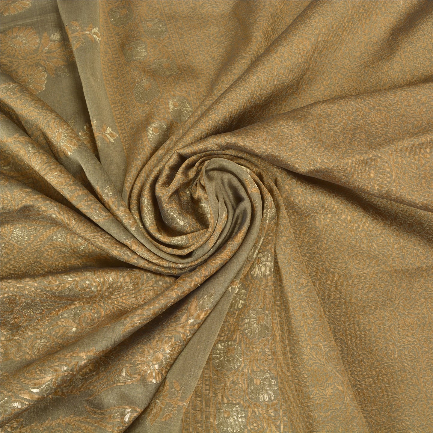 Sanskriti Vintage Brown Indian Sarees Blend Silk Woven Premium Sari Craft Sustainable Fabric