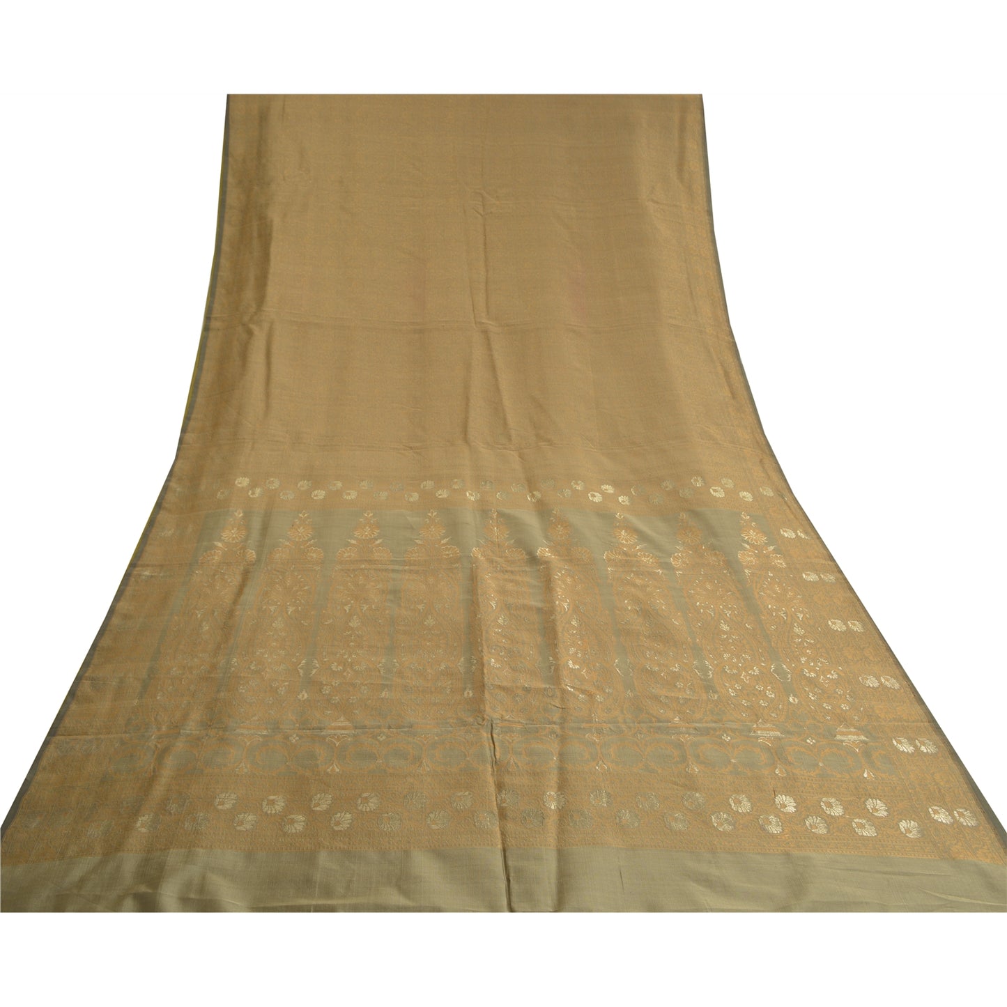 Sanskriti Vintage Brown Indian Sarees Blend Silk Woven Premium Sari Craft Sustainable Fabric