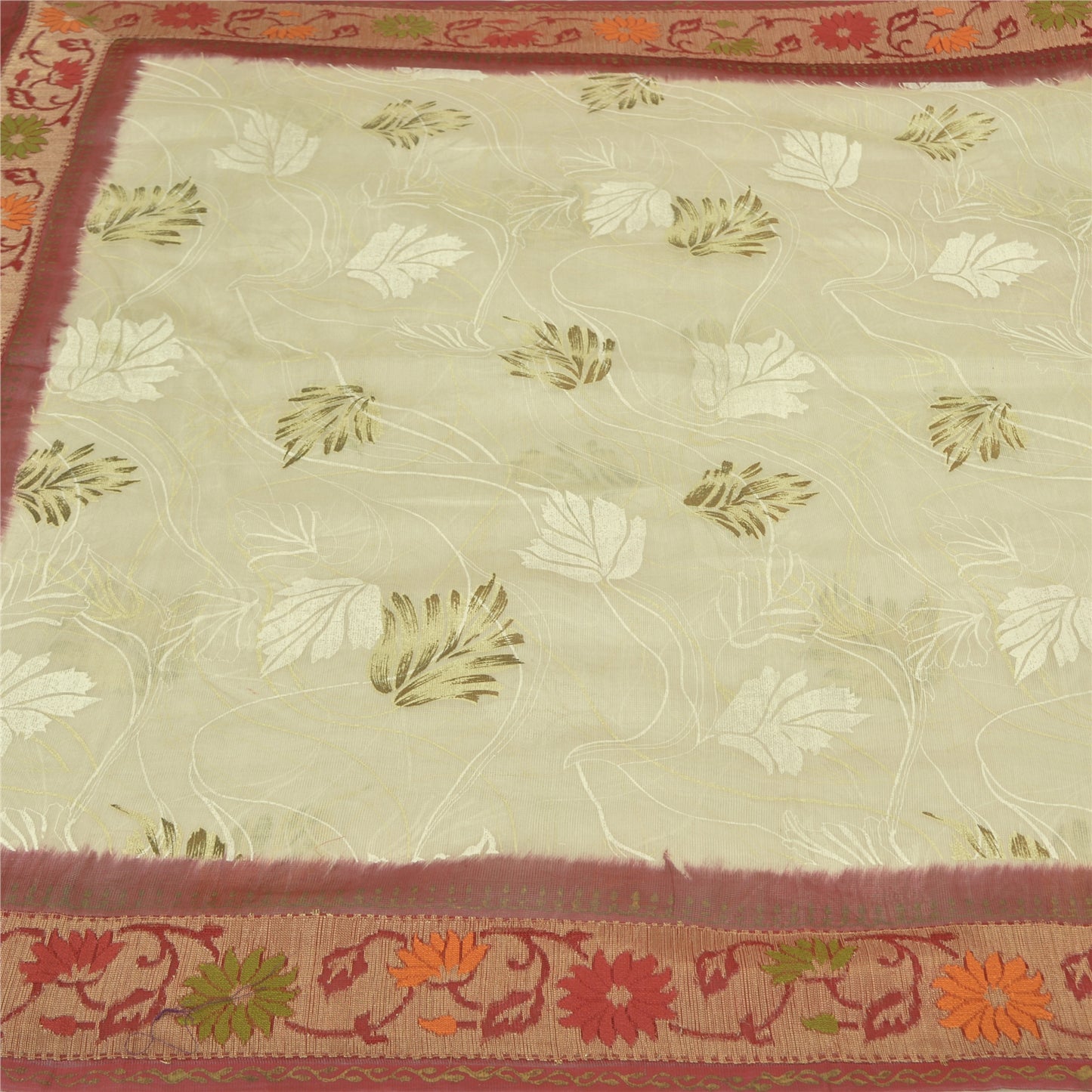 Sanskriti Vintage Sarees Cotton Silk Embroidered Hand-Painted Kota Sari Sustainable Fabric