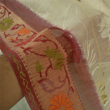 Sanskriti Vintage Sarees Cotton Silk Embroidered Hand-Painted Kota Sari Sustainable Fabric