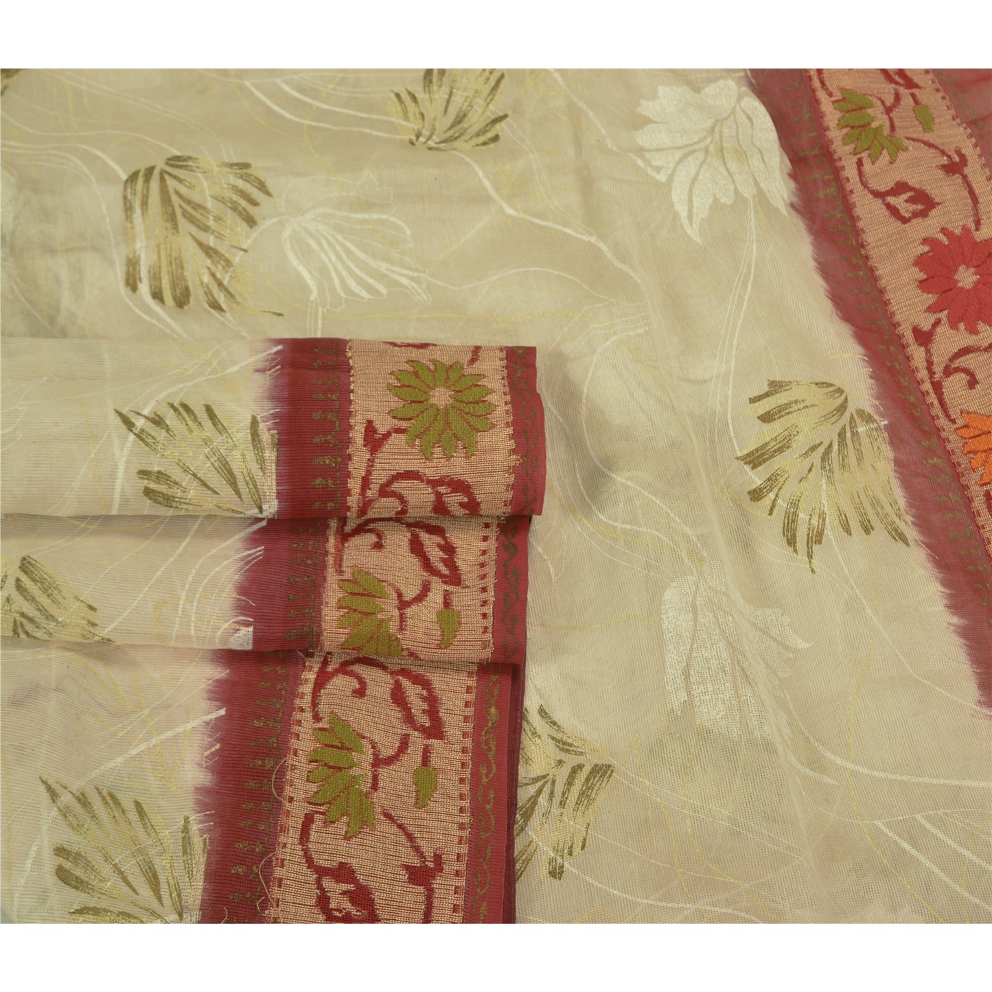 Sanskriti Vintage Sarees Cotton Silk Embroidered Hand-Painted Kota Sari Sustainable Fabric