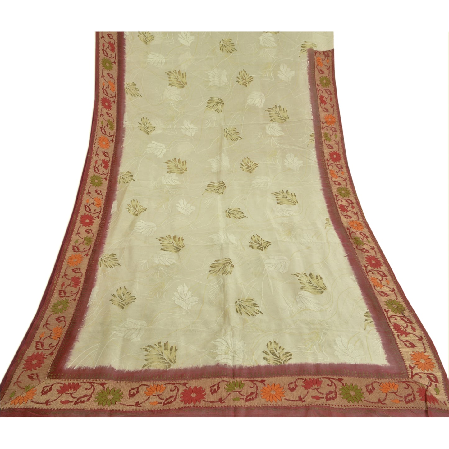 Sanskriti Vintage Sarees Cotton Silk Embroidered Hand-Painted Kota Sari Sustainable Fabric