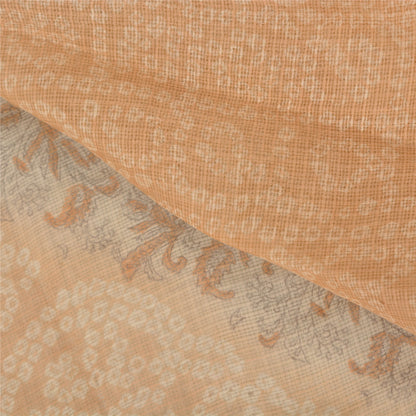 Санскритское винтажное персиковое индийское сари из чистого шелка Бандхани с принтом Кота Сари Экологичная ткань