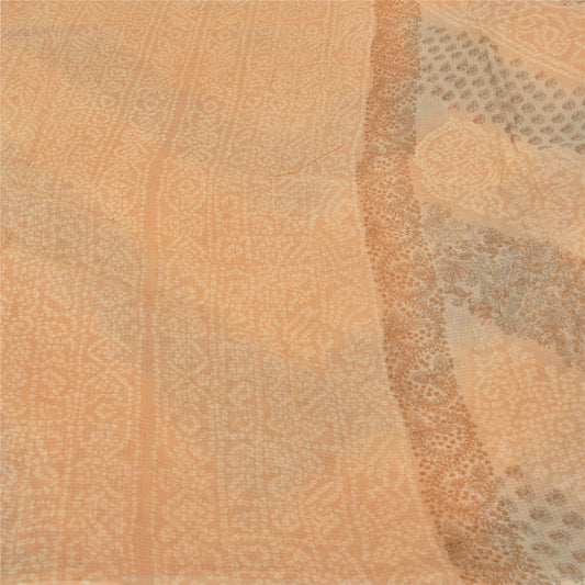 Sanskriti Vintage Peach Indian Sarees Pure Silk Bandhani Print Kota Sari Sustainable Fabric