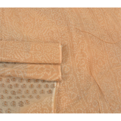 Санскритское винтажное персиковое индийское сари из чистого шелка Бандхани с принтом Кота Сари Экологичная ткань