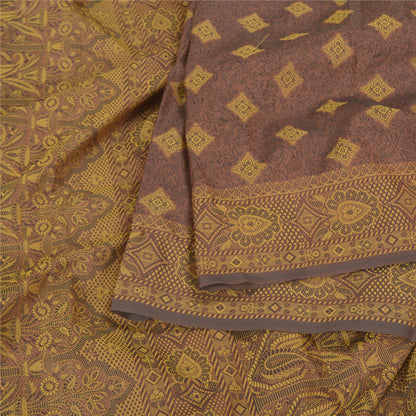 Sanskriti Vintage Brown Indian Sarees Art Silk Woven Premium Sari Craft Sustainable Fabric