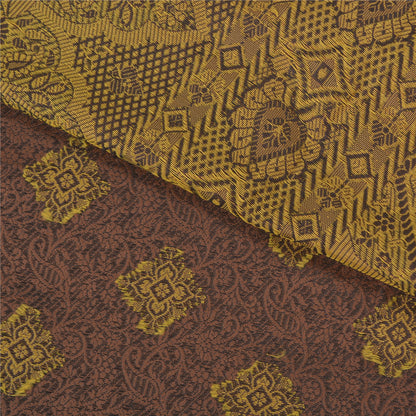 Sanskriti Vintage Brown Indian Sarees Art Silk Woven Premium Sari Craft Sustainable Fabric