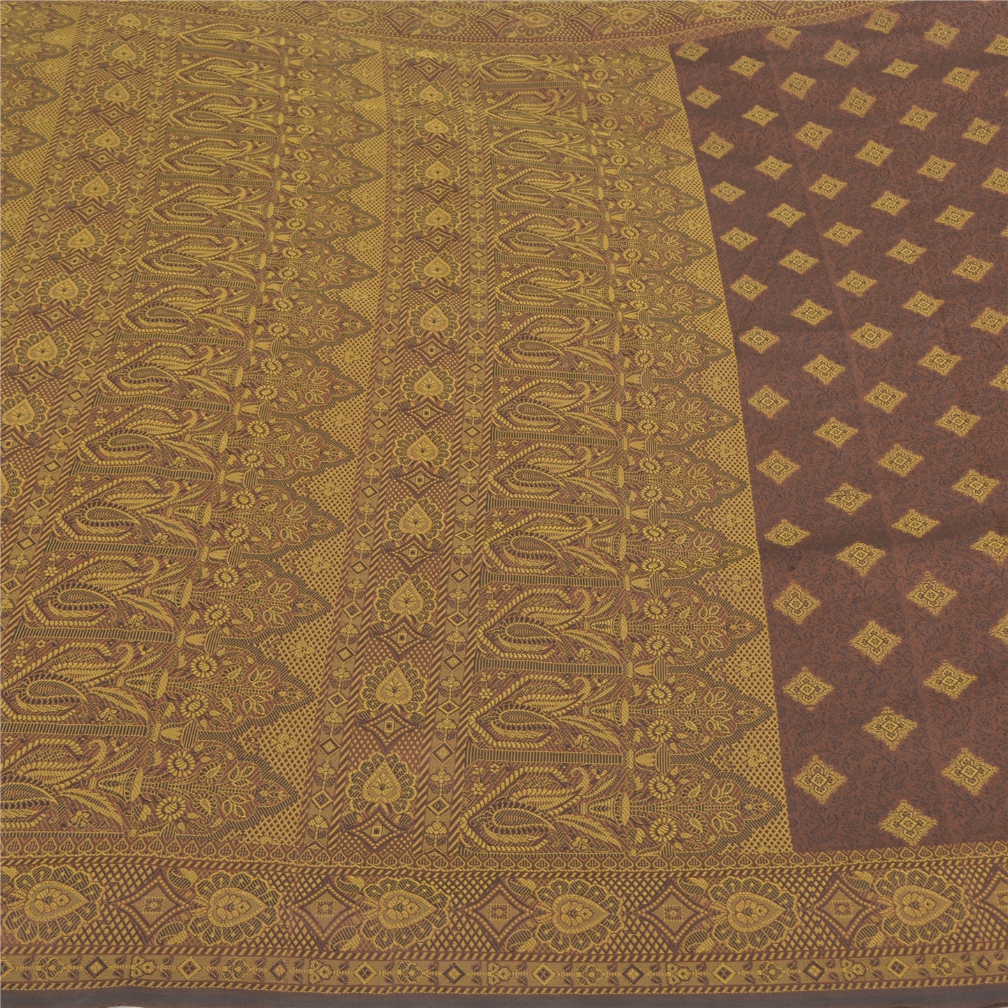 Sanskriti Vintage Brown Indian Sarees Art Silk Woven Premium Sari Craft Sustainable Fabric