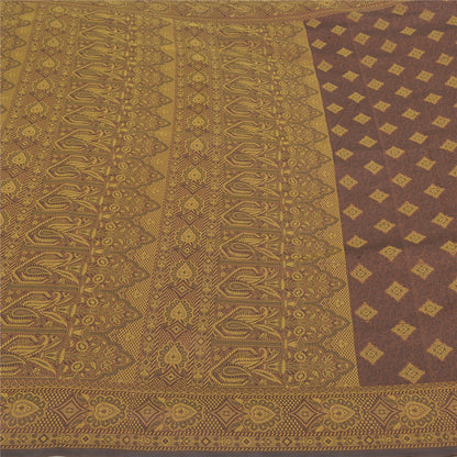 Sanskriti Vintage Brown Indian Sarees Art Silk Woven Premium Sari Craft Sustainable Fabric
