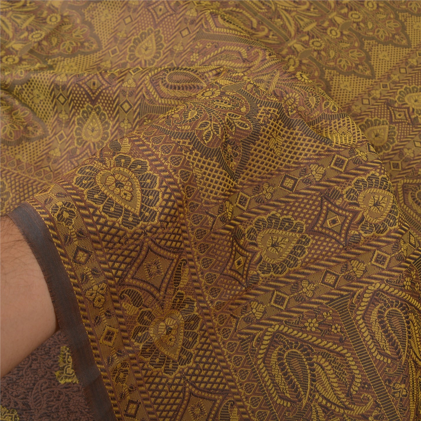 Sanskriti Vintage Brown Indian Sarees Art Silk Woven Premium Sari Craft Sustainable Fabric