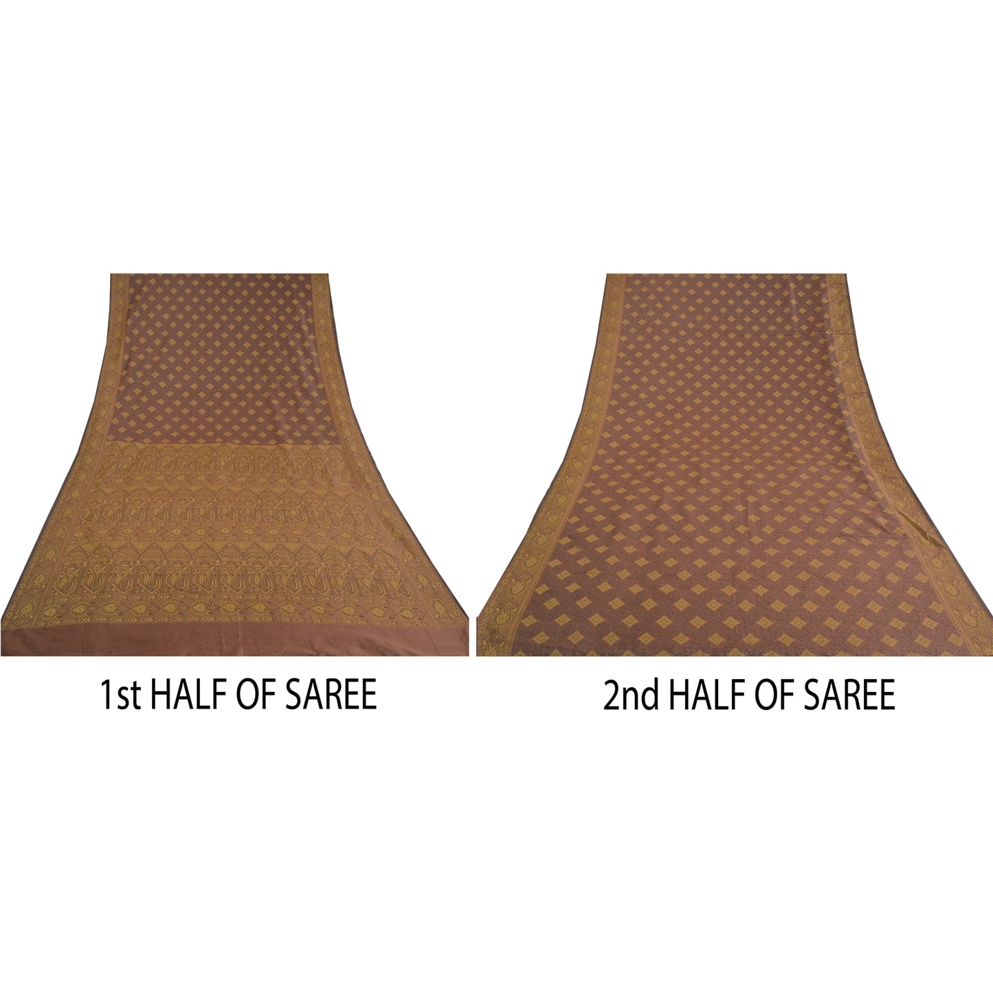 Sanskriti Vintage Brown Indian Sarees Art Silk Woven Premium Sari Craft Sustainable Fabric