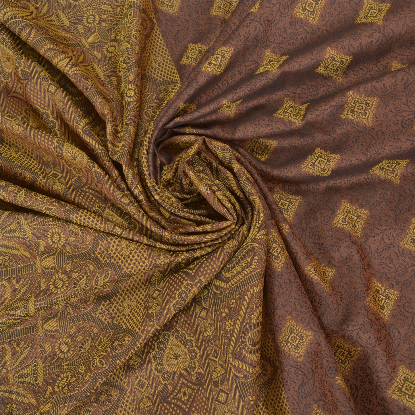 Sanskriti Vintage Brown Indian Sarees Art Silk Woven Premium Sari Craft Sustainable Fabric