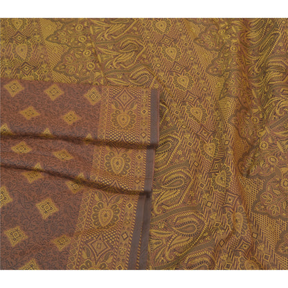 Sanskriti Vintage Brown Indian Sarees Art Silk Woven Premium Sari Craft Sustainable Fabric