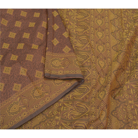 Sanskriti Vintage Brown Indian Sarees Art Silk Woven Premium Sari Craft Sustainable Fabric