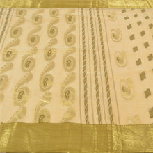Load image into Gallery viewer, Sanskriti Vintage Cream Sarees 100% Pure Cotton Woven Zari Premium Sari Fabric
