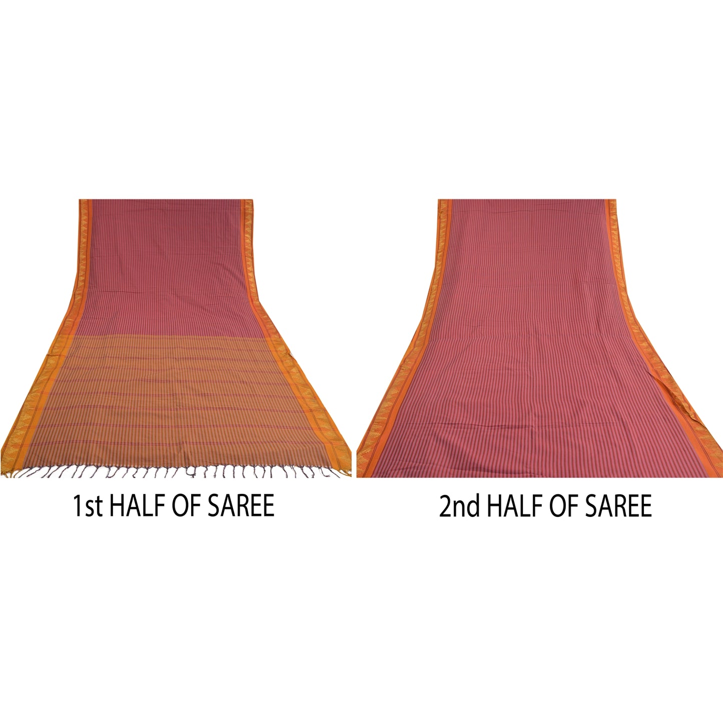 Sanskriti Vintage Pink Indian Sarees Blend Cotton Woven Premium Sari Sustainable Fabric