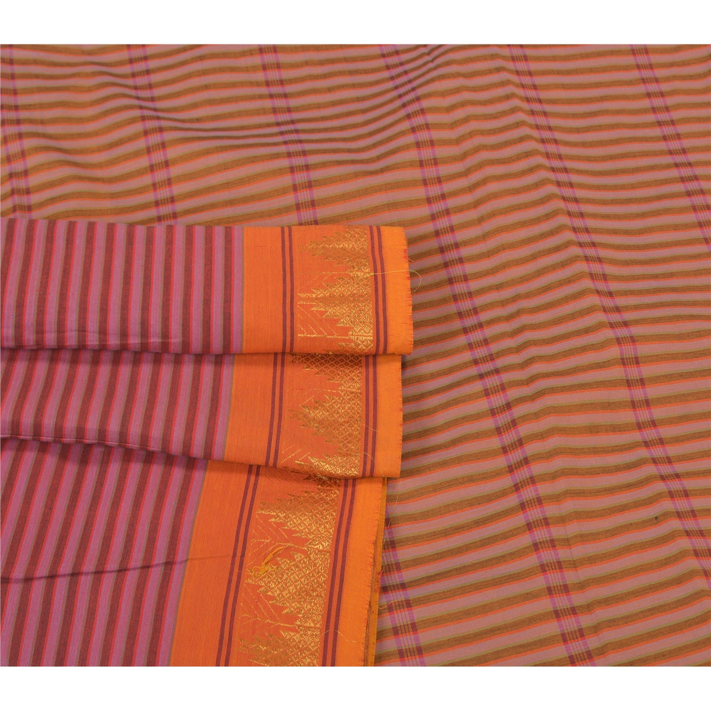 Sanskriti Vintage Pink Indian Sarees Blend Cotton Woven Premium Sari Sustainable Fabric