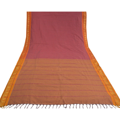Sanskriti Vintage Pink Indian Sarees Blend Cotton Woven Premium Sari Sustainable Fabric