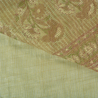 Санскритские винтажные зеленые индийские сари из хлопка, тканые Кота Дориа Сари, ремесленная устойчивая ткань