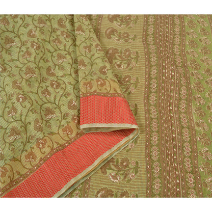 Санскритские винтажные зеленые индийские сари из хлопка, тканые Кота Дориа Сари, ремесленная устойчивая ткань