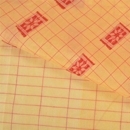 Sanskriti Vintage Cream Sarees Blend Silk Hand-Woven Sari Craft 5 Yard Sustainable Fabric