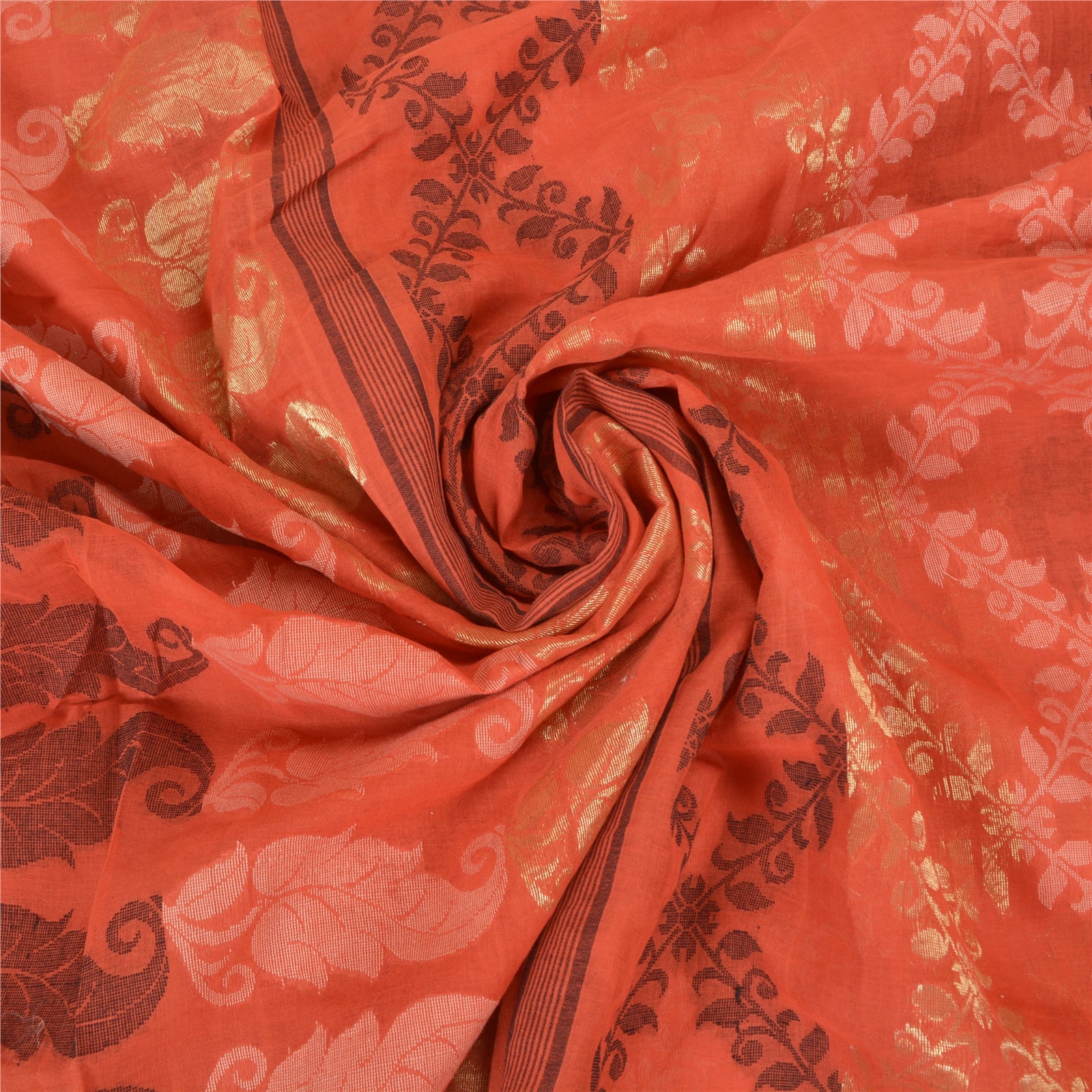 Sanskriti Vintage Koral Sarier 100% Ren Bomuld Håndvævet Premium Sari Bæredygtigt Stoff