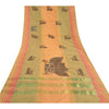 Sanskriti Vintage Peach Sarees Pure Silk Woven Patch Work Premium Sari Sustainable Fabric