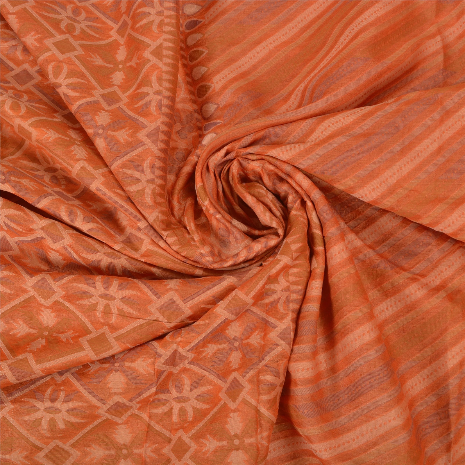 Sanskriti Vintage Peach Sarees 100% Ren Silke Vævet Premium Sari Håndværk Bæredygtigt Stoff
