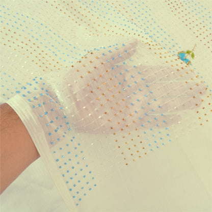 Sanskriti Vintage Ivory Sarees Art Silk Hand Beaded Premium Sari Craft Sustainable Fabric