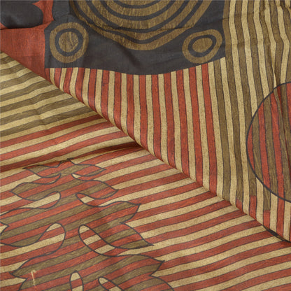 Sanskriti Vintage Indian Sarees 100% Pure Silk Printed Sari Craft 5 Yard Sustainable Fabric