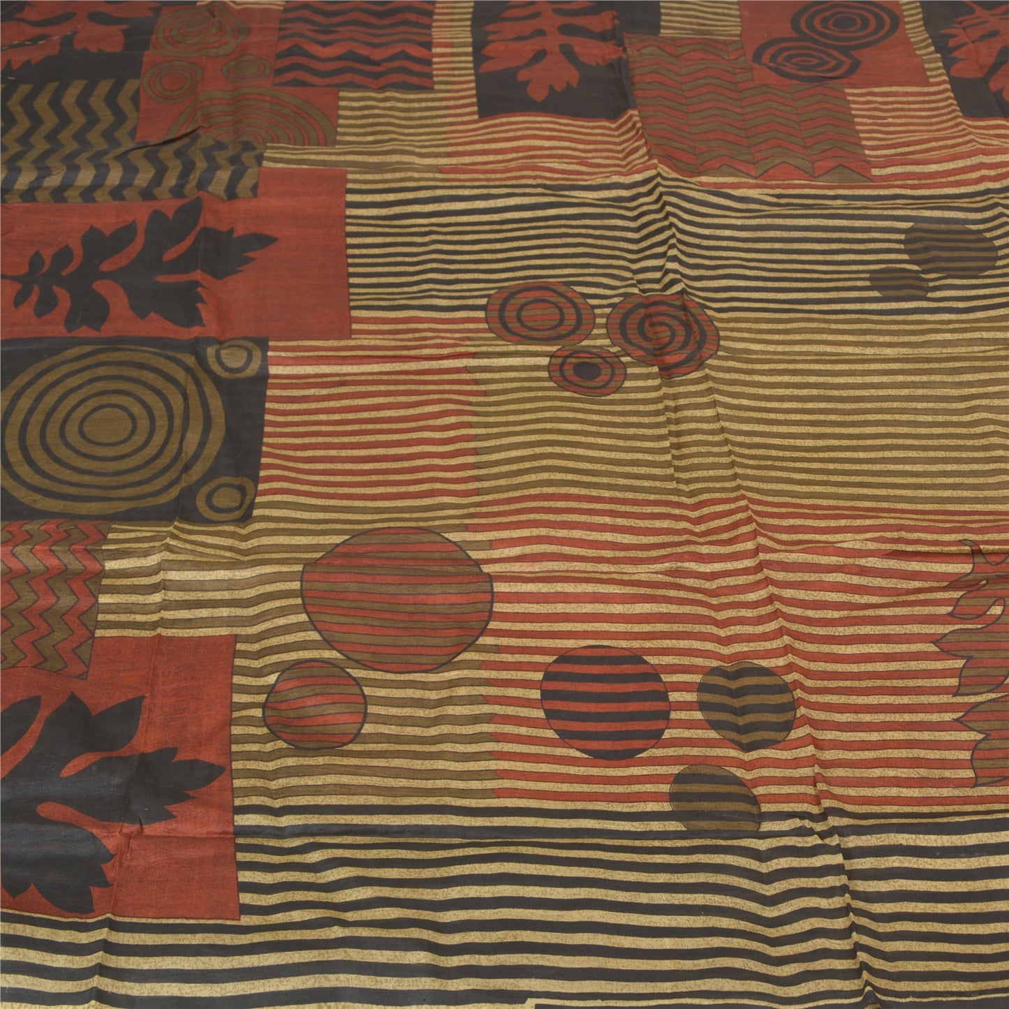 Sanskriti Vintage Indian Sarees 100% Pure Silk Printed Sari Craft 5 Yard Sustainable Fabric