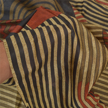 Sanskriti Vintage Indian Sarees 100% Pure Silk Printed Sari Craft 5 Yard Sustainable Fabric