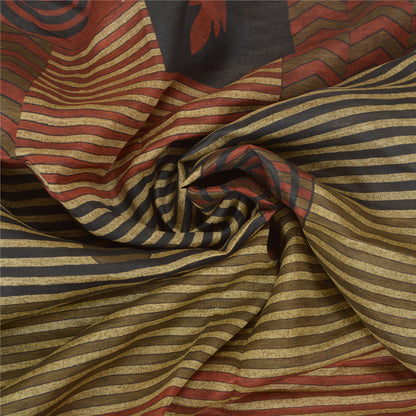 Sanskriti Vintage Indian Sarees 100% Pure Silk Printed Sari Craft 5 Yard Sustainable Fabric