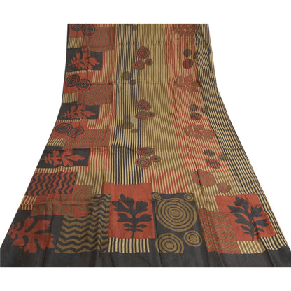 Sanskriti Vintage Indian Sarees 100% Pure Silk Printed Sari Craft 5 Yard Sustainable Fabric