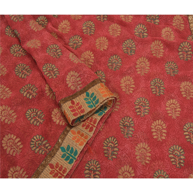 Sanskriti Vintage Sarees Georgette Håndbroderet Premium Sari Bæredygtigt Stof