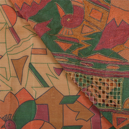 Sanskriti Vintage Indian Sarees 100% Pure Silk Hand Beaded Premium Sari Sustainable Fabric